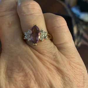 Amethyst and CZ ring